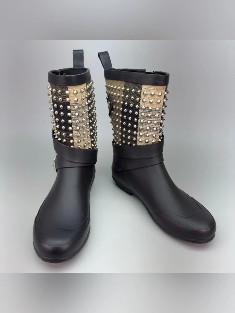 Burberry Studded Moto Holloway Rain Boots